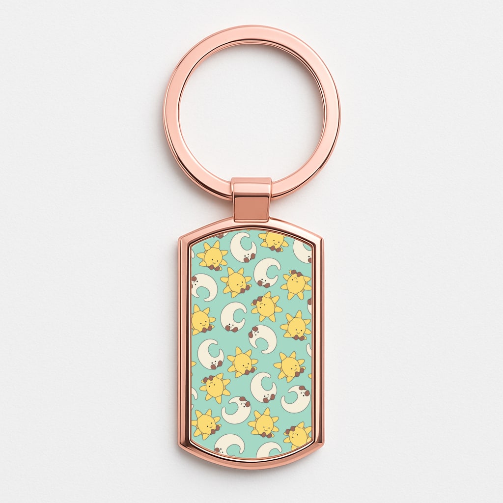 Stars And Moon Pattern - Plushy Rose Gold Keyring