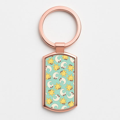 Stars And Moon Pattern - Plushy Rose Gold Keyring