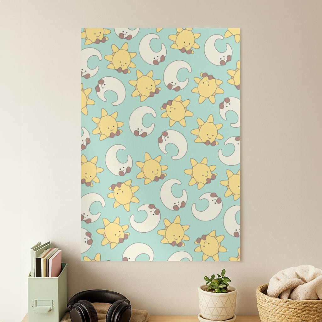 Stars And Moon Pattern - Plushy Poster