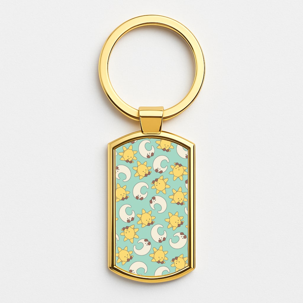 Stars And Moon Pattern - Plushy Gold Keyring