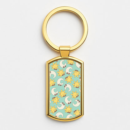 Stars And Moon Pattern - Plushy Gold Keyring