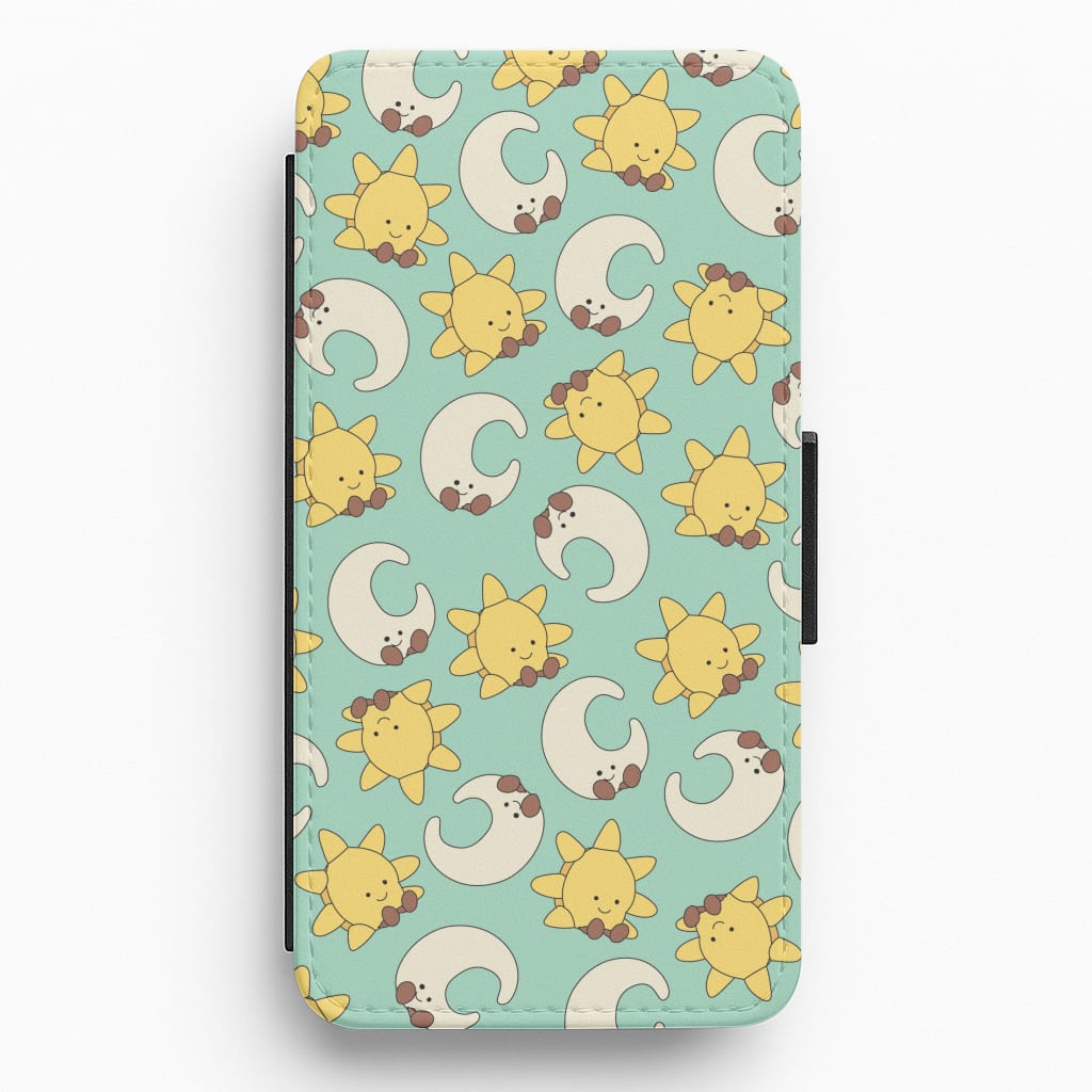 Stars And Moon Pattern - Plushy Flip / Wallet Phone Case