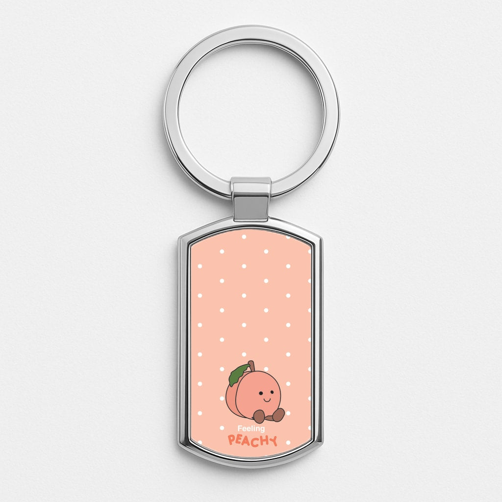 Peach Pattern Silver Keyring