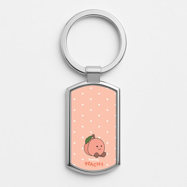 Peach Pattern Silver Keyring