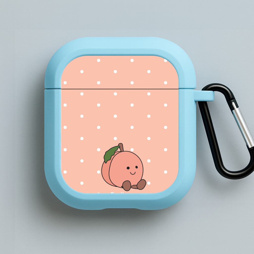 Peach Pattern Blue AirPods Case