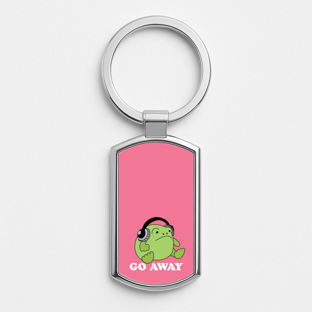 Go Away Grumpy Frog  Silver Keyring