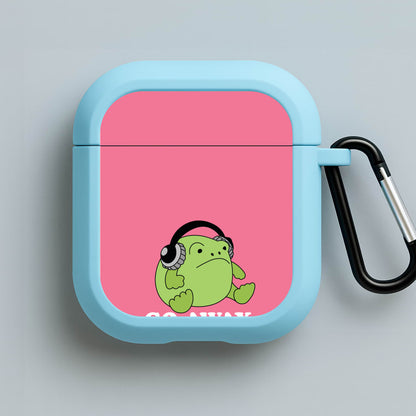 Go Away Grumpy Frog  Blue AirPods Case