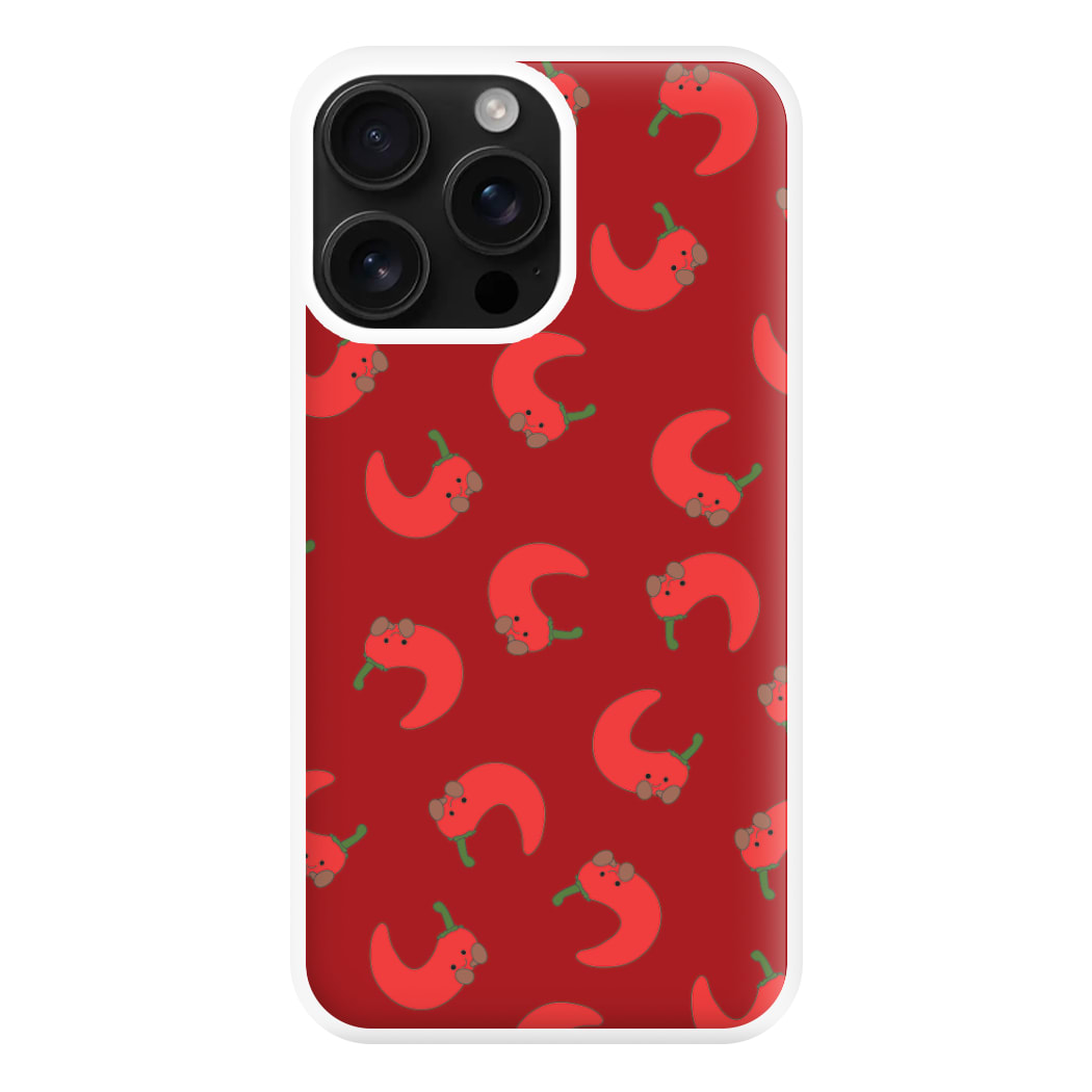 Red Chilli Pattern Phone Case for iPhone 16 Pro Max