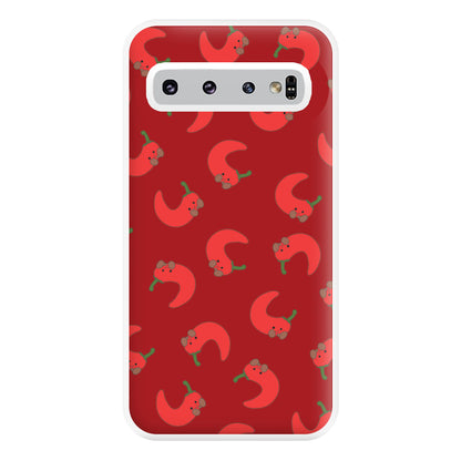 Red Chilli Pattern Phone Case for Galaxy S10 Plus