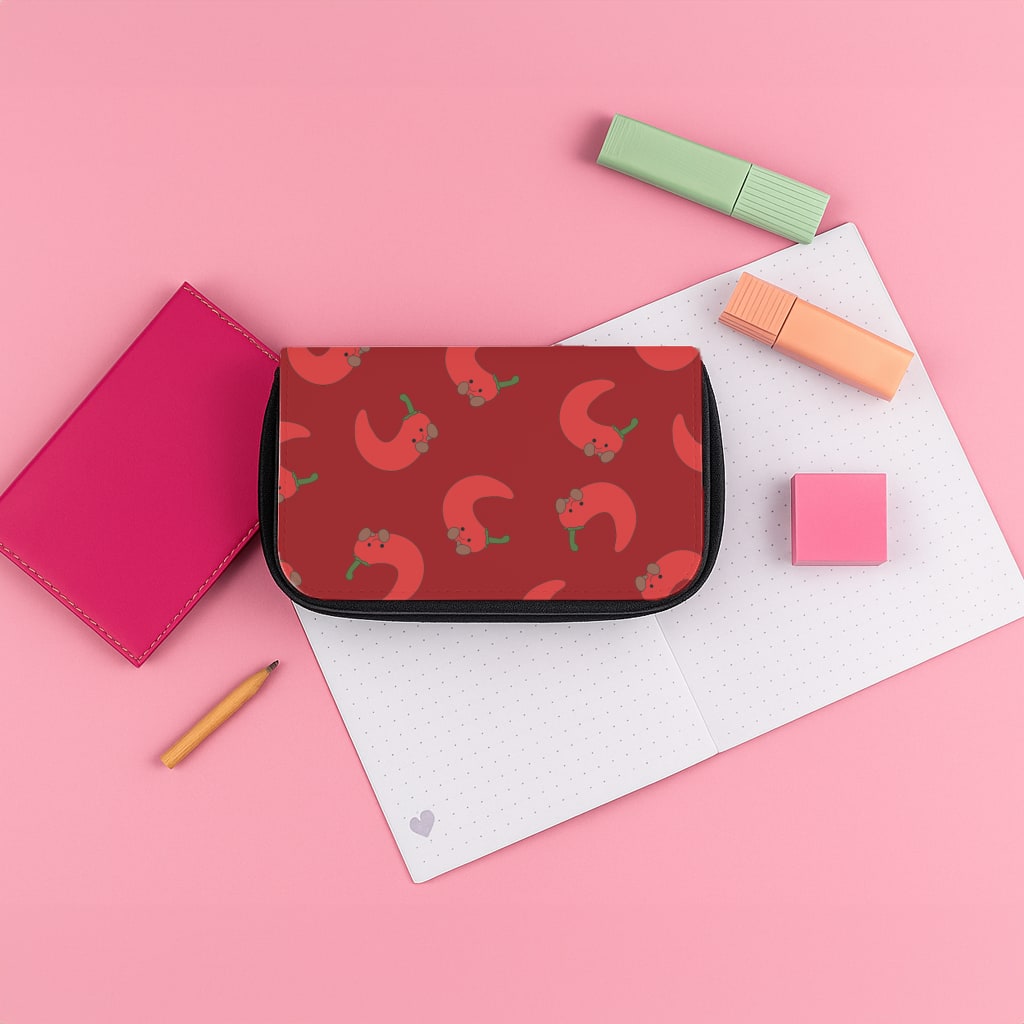 Red Chilli Pattern Pencil Case