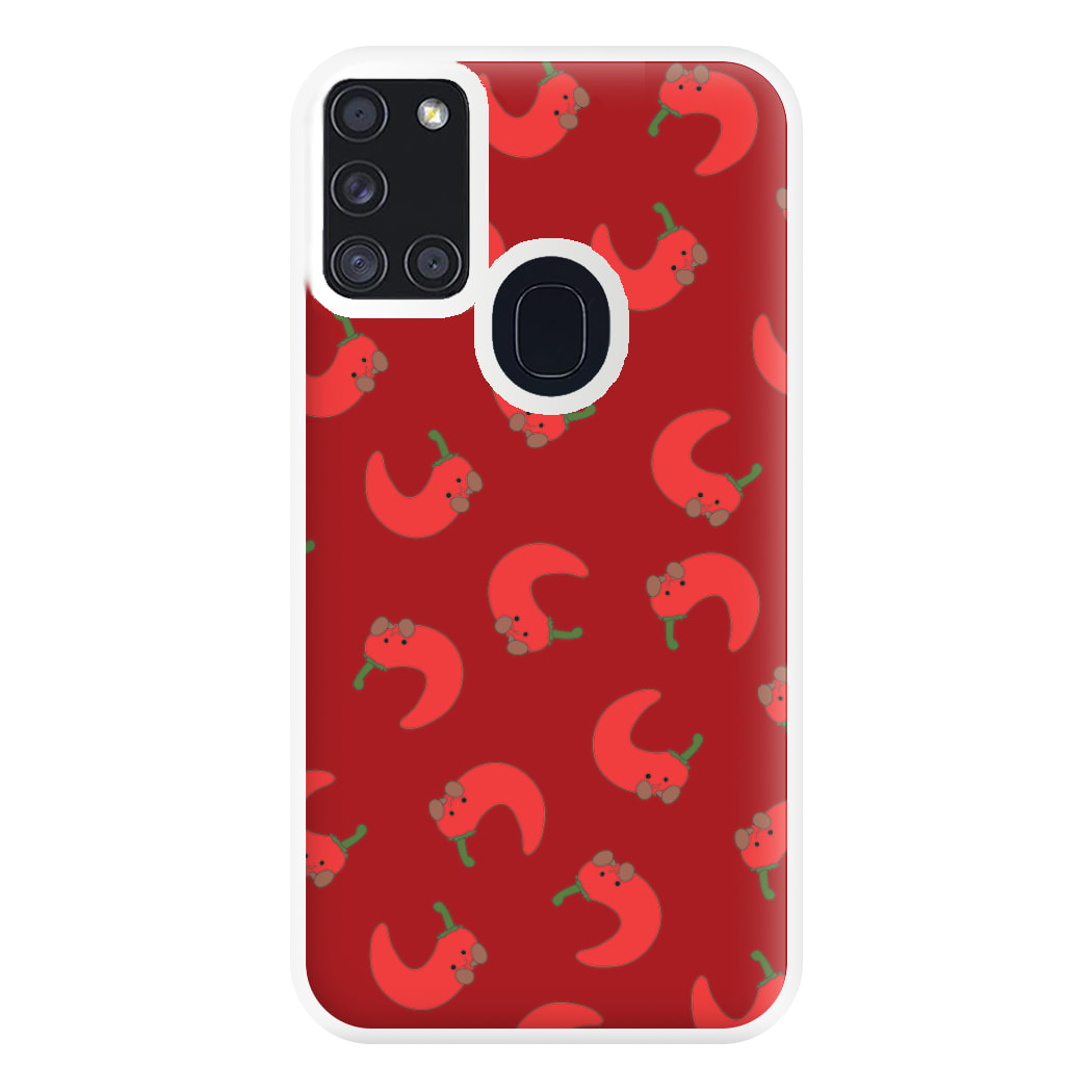 Red Chilli Pattern Phone Case for Galaxy A21s