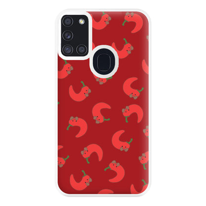 Red Chilli Pattern Phone Case for Galaxy A21s