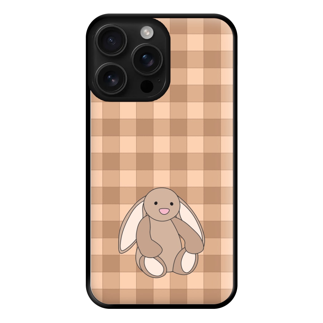 Bunny Checkered Pattern Phone Case for iPhone 16 Pro Max