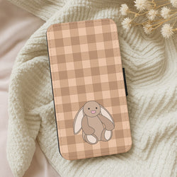 Bunny Checkered Pattern Wallet Phone Case