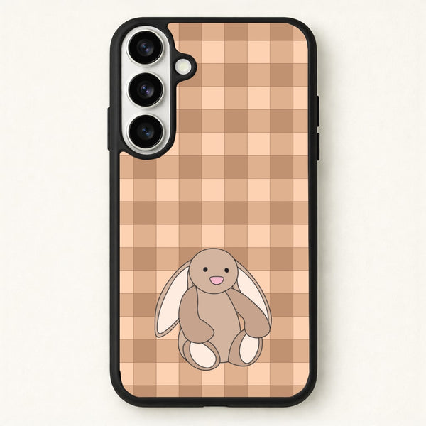 Bunny Checkered Pattern Phone Case for Galaxy S26 Plus