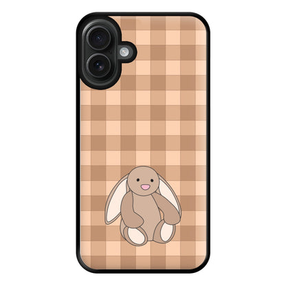 Bunny Checkered Pattern Phone Case for iPhone 16 Plus