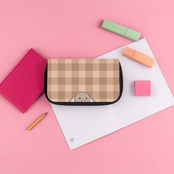 Bunny Checkered Pattern Pencil Case