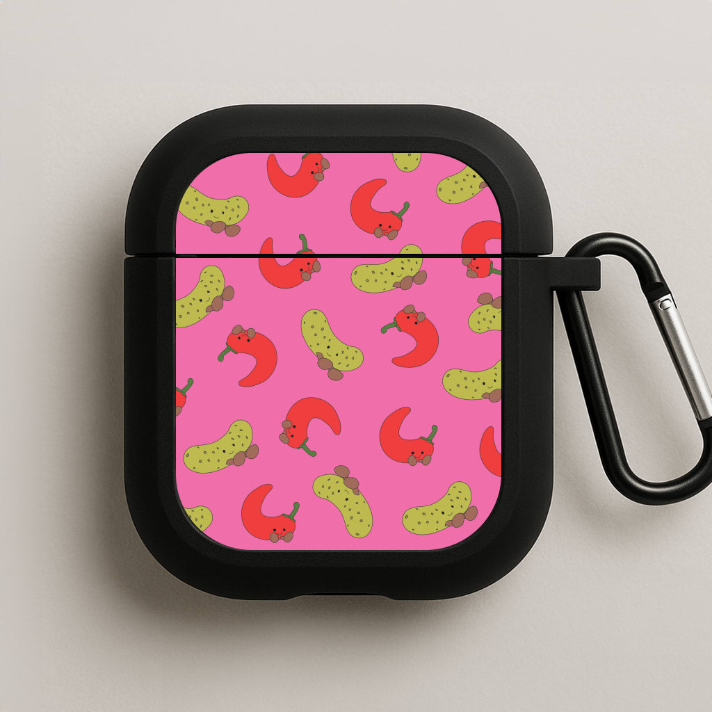 Red Chillis And Pickles Pattern AirPods Case
