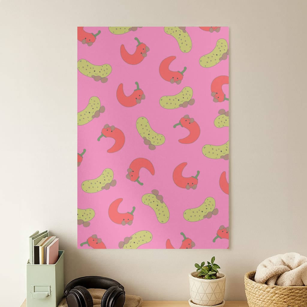 Red Chillis And Pickles Pattern Poster