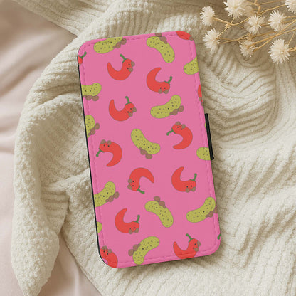Red Chillis And Pickles Pattern Wallet Phone Case