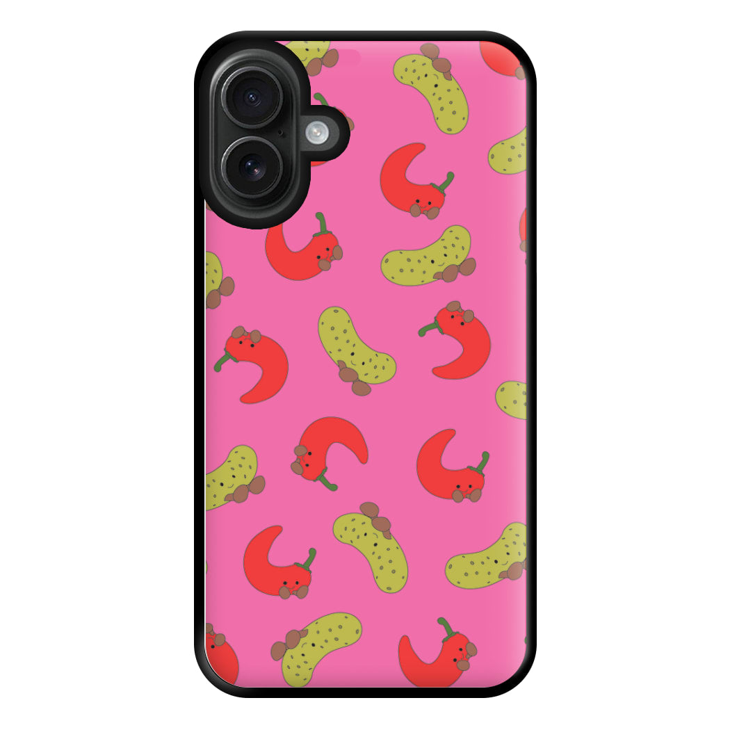 Red Chillis And Pickles Pattern Phone Case for iPhone 16 Plus