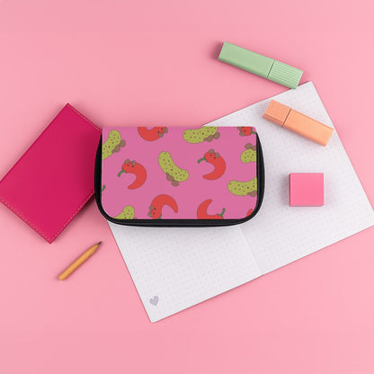 Red Chillis And Pickles Pattern Pencil Case