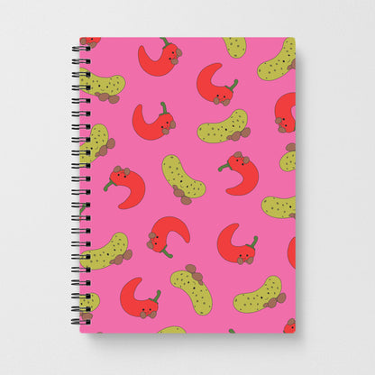 Red Chillis And Pickles Pattern Notebook