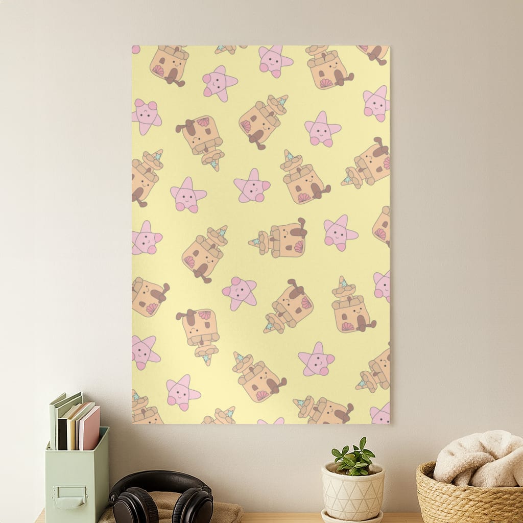Sandcastles And Stars Pattern Poster