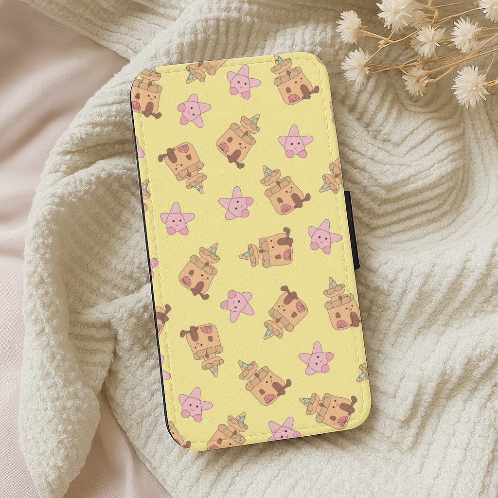 Sandcastles And Stars Pattern Wallet Phone Case