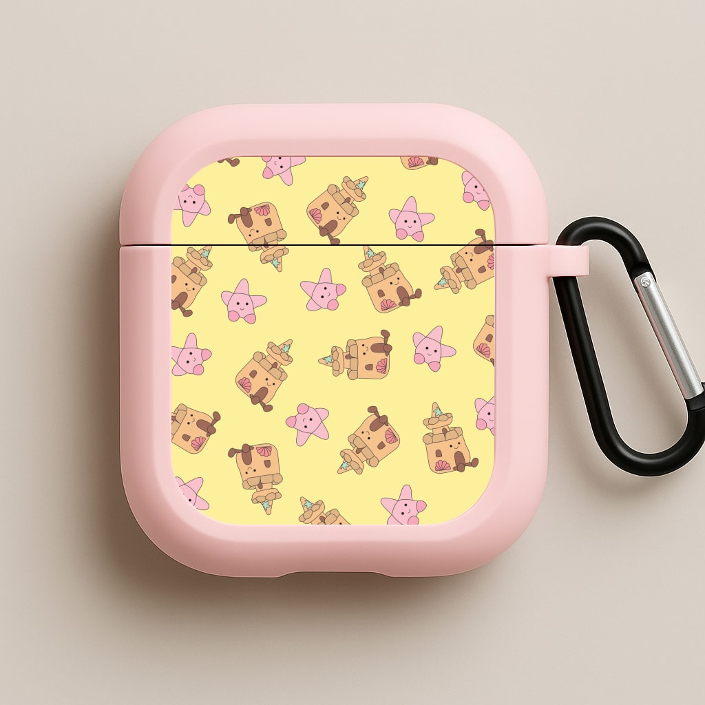 Sandcastles And Stars Pattern Pink AirPods Case
