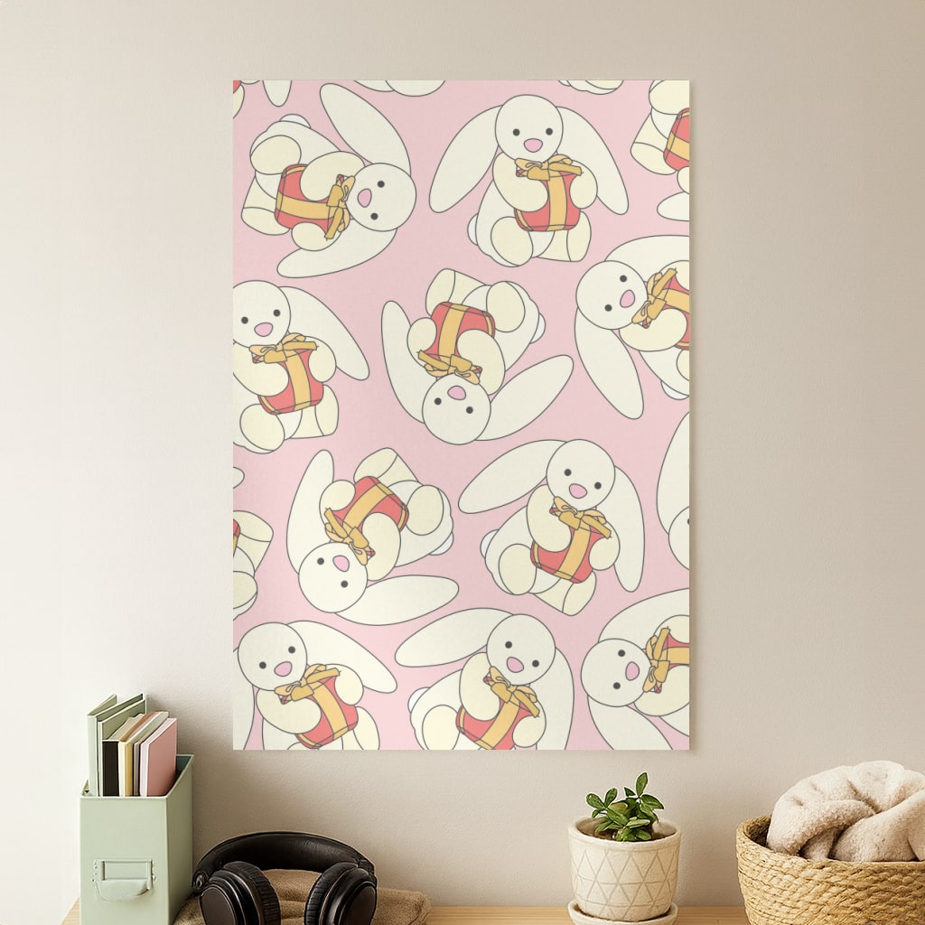 Bunny Present Pattern Poster
