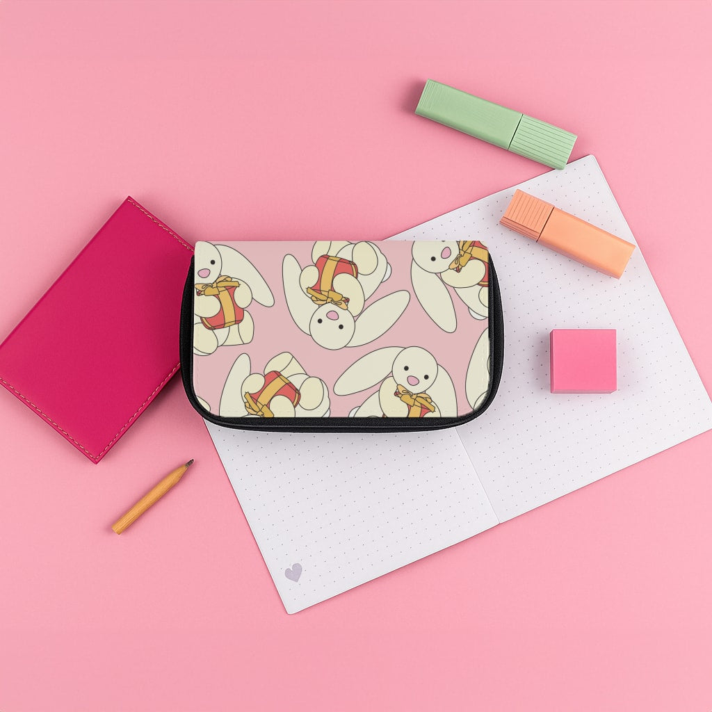 Bunny Present Pattern Pencil Case