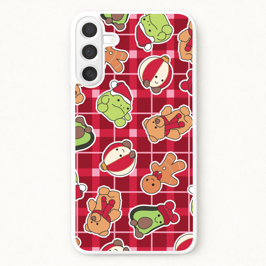 Christmas Plushies Tartan Pattern Phone Case for Galaxy A17