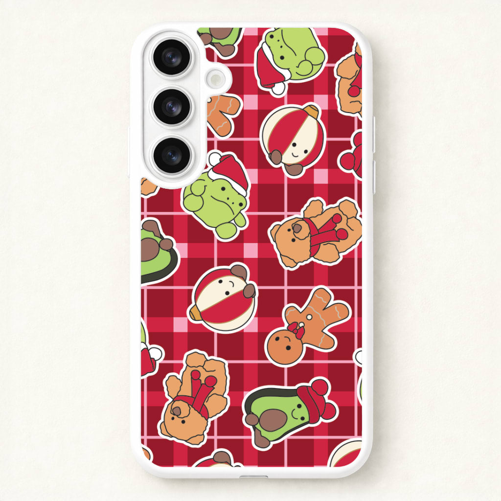 Christmas Plushies Tartan Pattern Phone Case for Galaxy S26