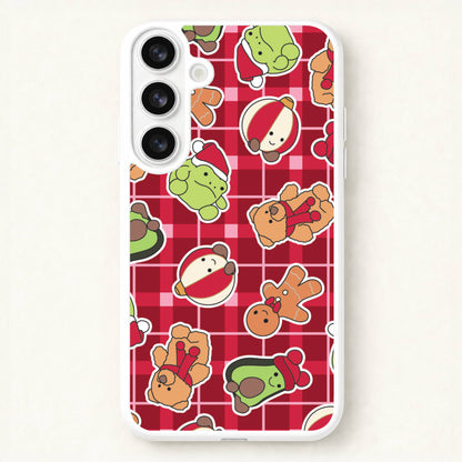 Christmas Plushies Tartan Pattern Phone Case for Galaxy S26