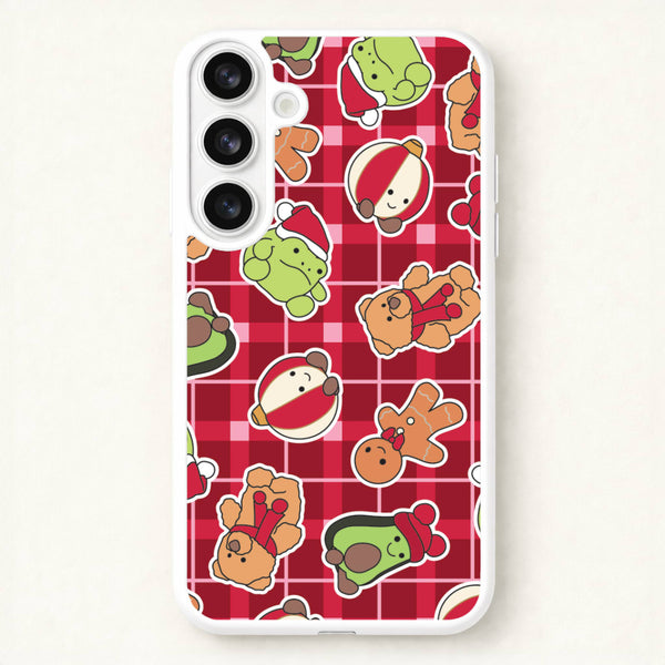 Christmas Plushies Tartan Pattern Phone Case for Galaxy S26
