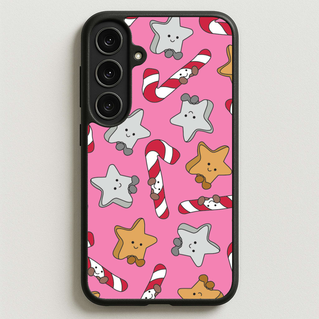 Pink Christmas Plushies Pattern Phone Case for Galaxy S25FE