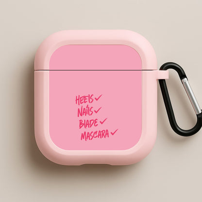 Heels, Nails, Blade, Mascara Pink AirPods Case