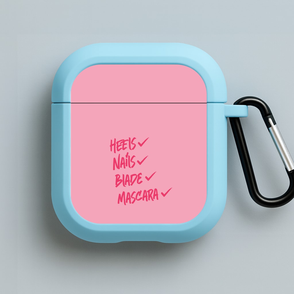 Heels, Nails, Blade, Mascara Blue AirPods Case