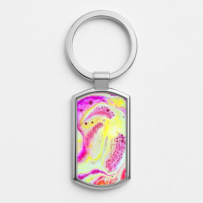 Super Colourful Bath Bomb Pattern Silver Keyring