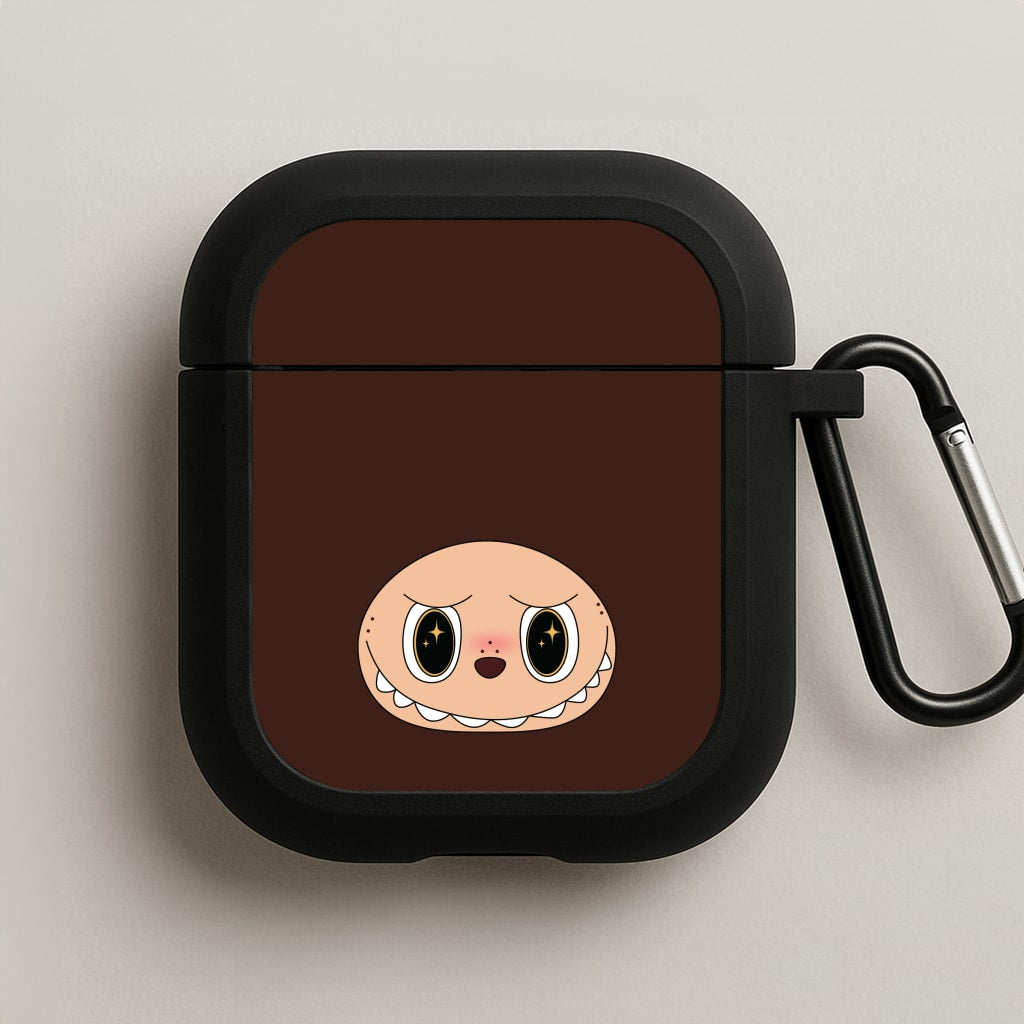 Cute Brown Monster Face AirPods Case