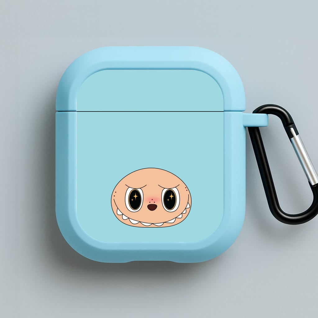Cute Blue Monster Face Blue AirPods Case