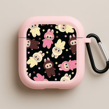 Cute Monsters And Stars Pattern Pink AirPods Case