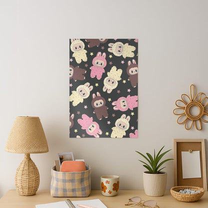 Cute Monsters And Stars Pattern Art Print