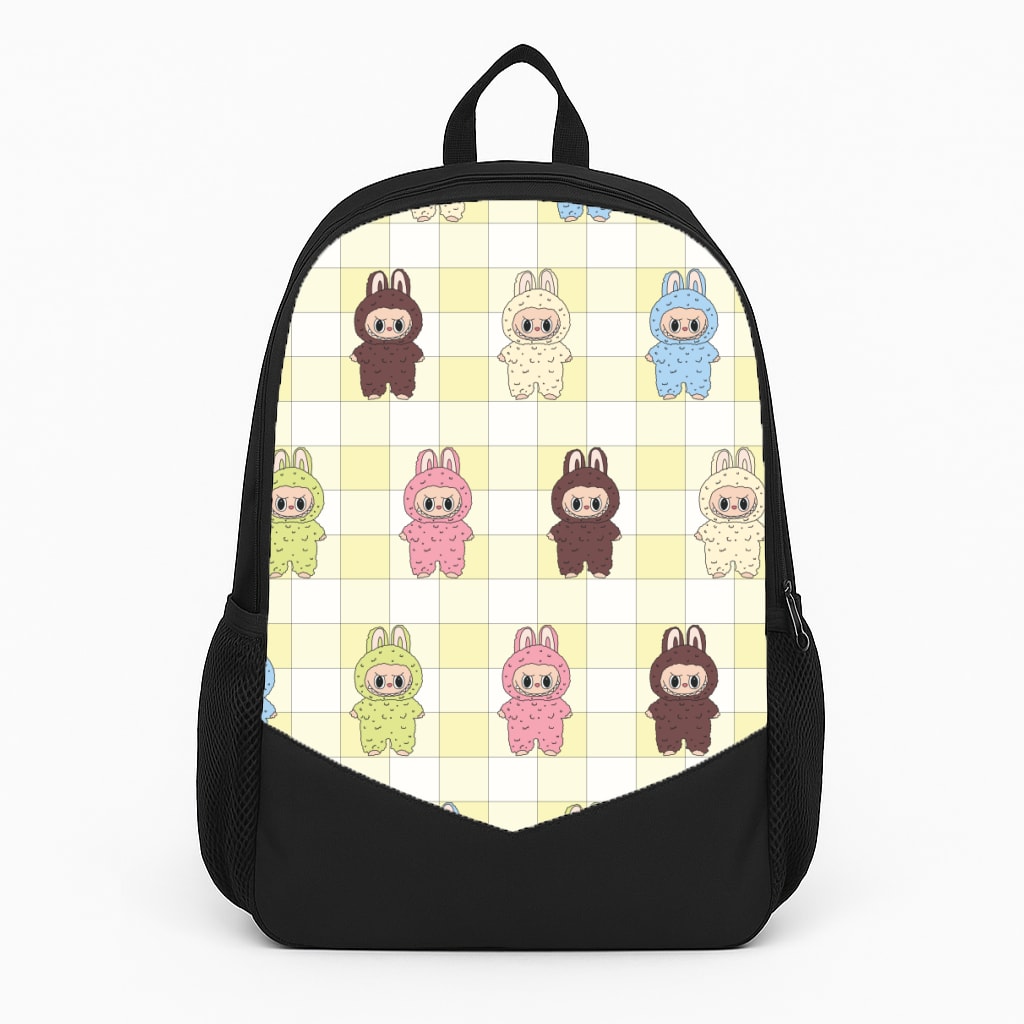 Cute Colourful Monsters Checkered Pattern Backpack