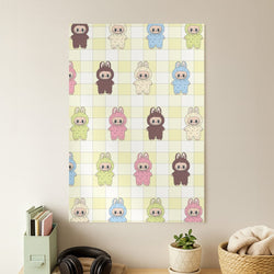 Cute Colourful Monsters Checkered Pattern Poster