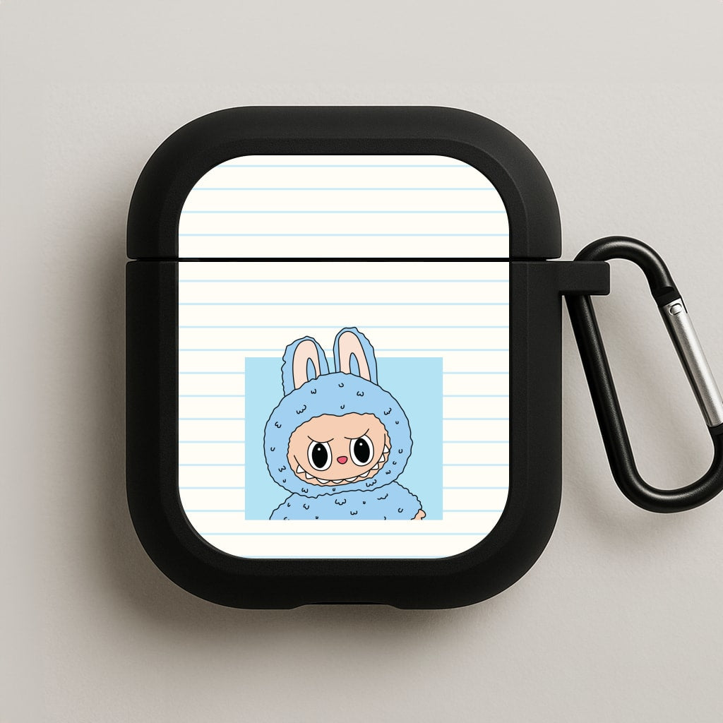 Cute Blue Notebook Monster AirPods Case