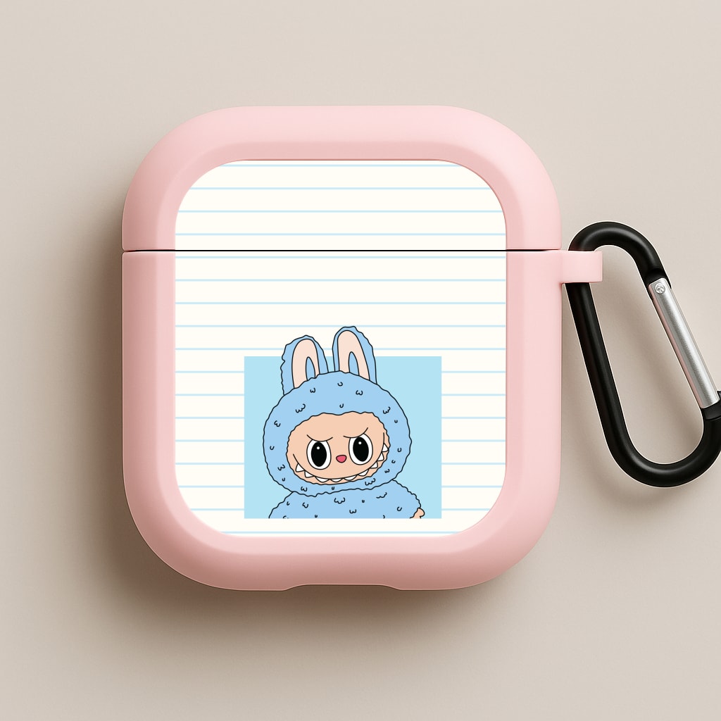 Cute Blue Notebook Monster Pink AirPods Case