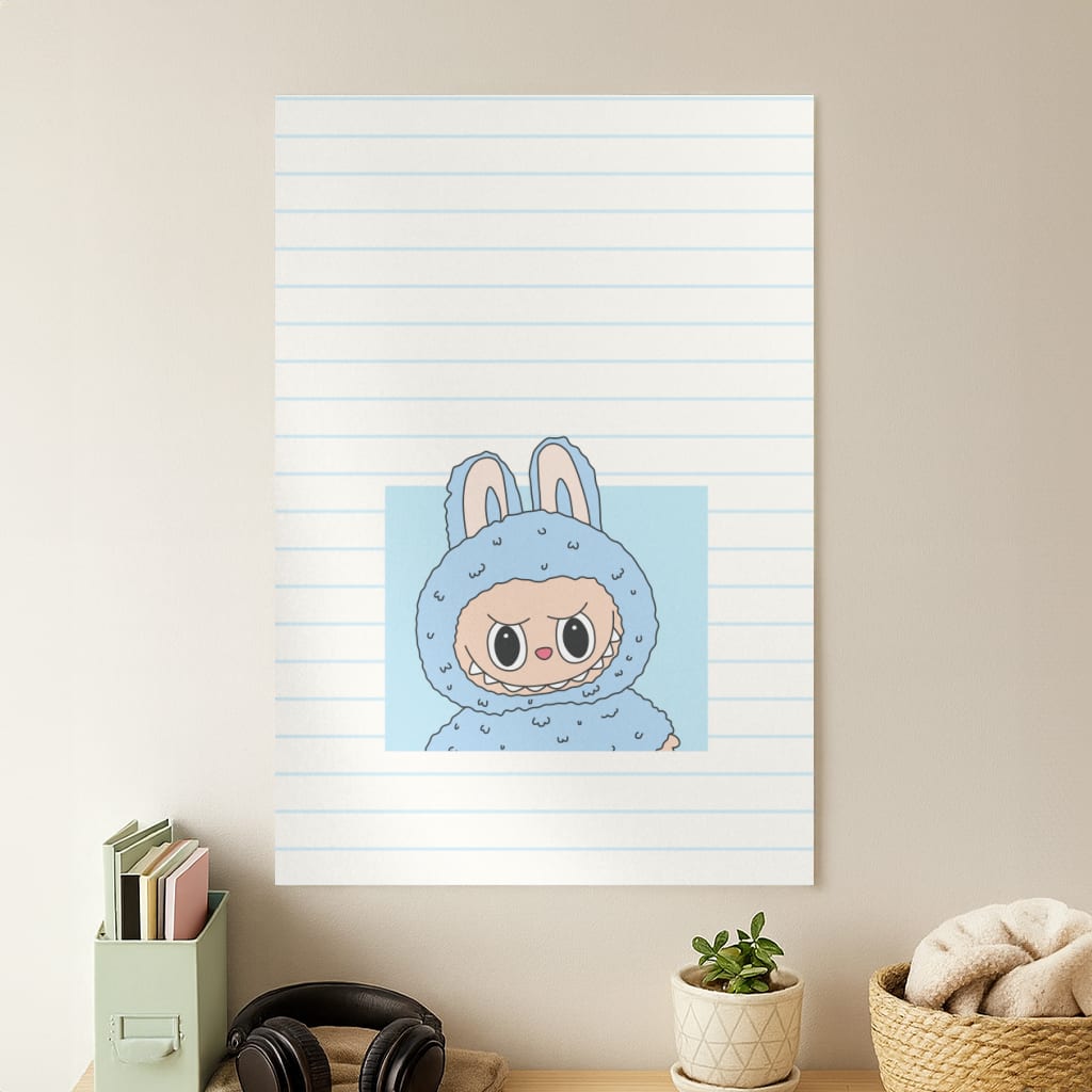 Cute Blue Notebook Monster Poster