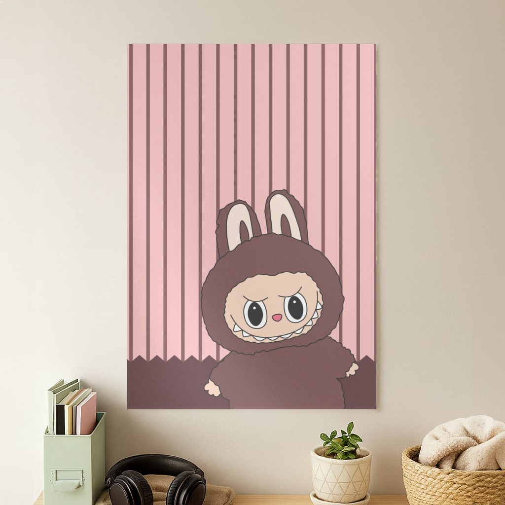 Stripey Cute Brown Monster Poster